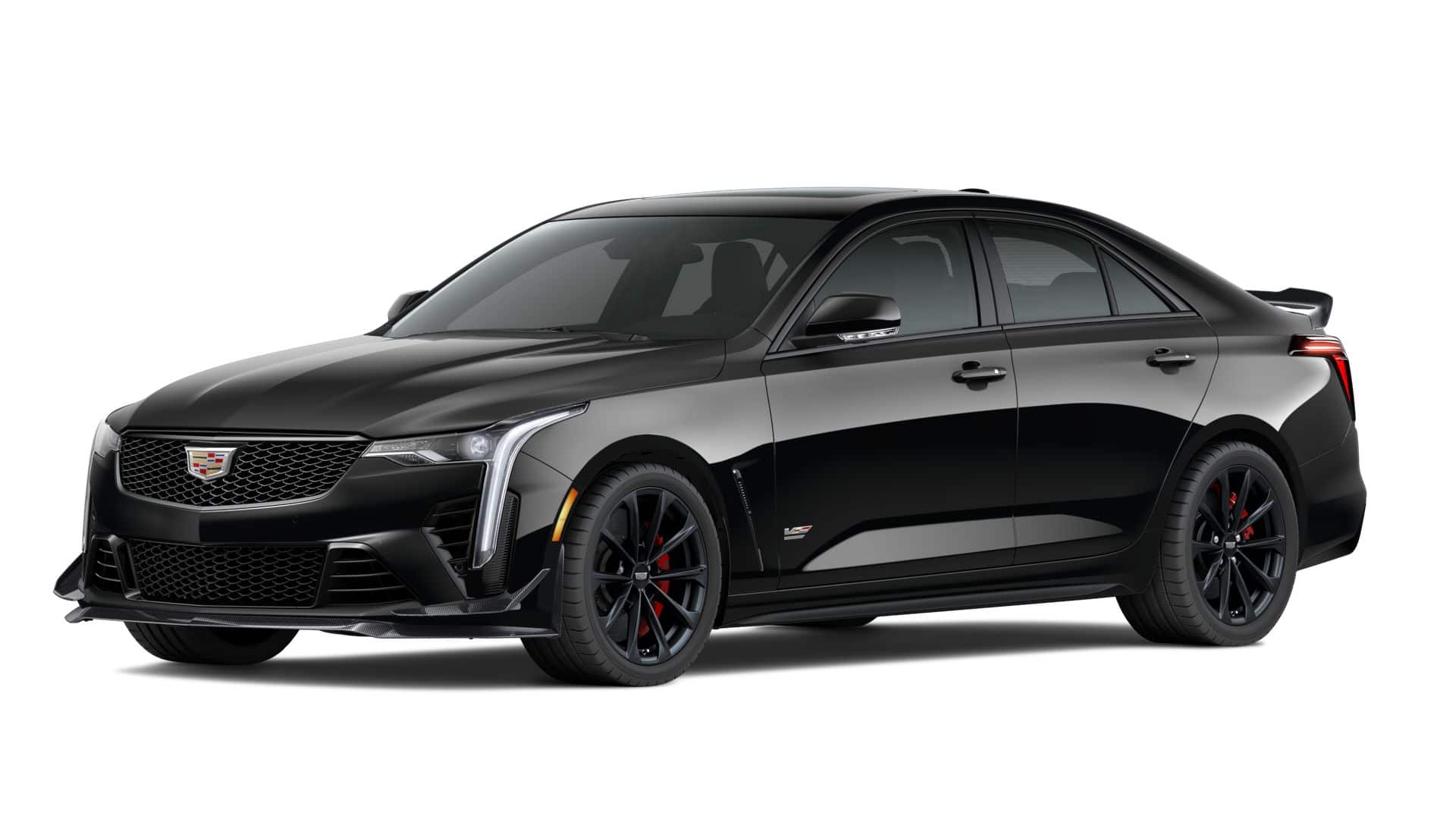 2026 Cadillac CT4-V V-Series Blackwing in Black Raven — front three-quarter view