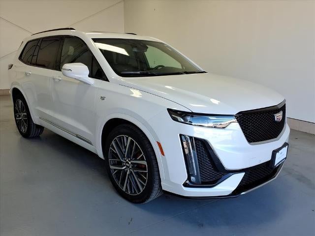 2023 Cadillac XT6 Sport in Crystal White Tricoat — front three-quarter view