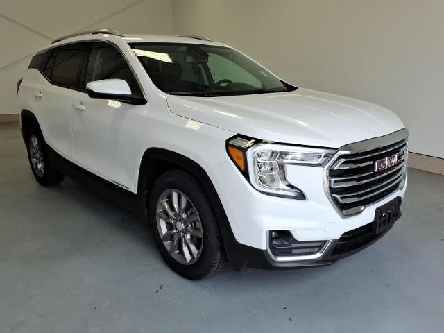 2023 GMC Terrain SLT in Summit White — front three-quarter view