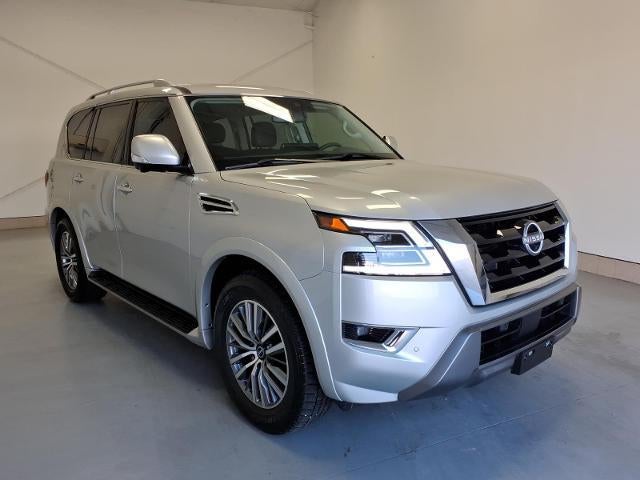 2024 Nissan Armada SL in Silver/Black — front three-quarter view